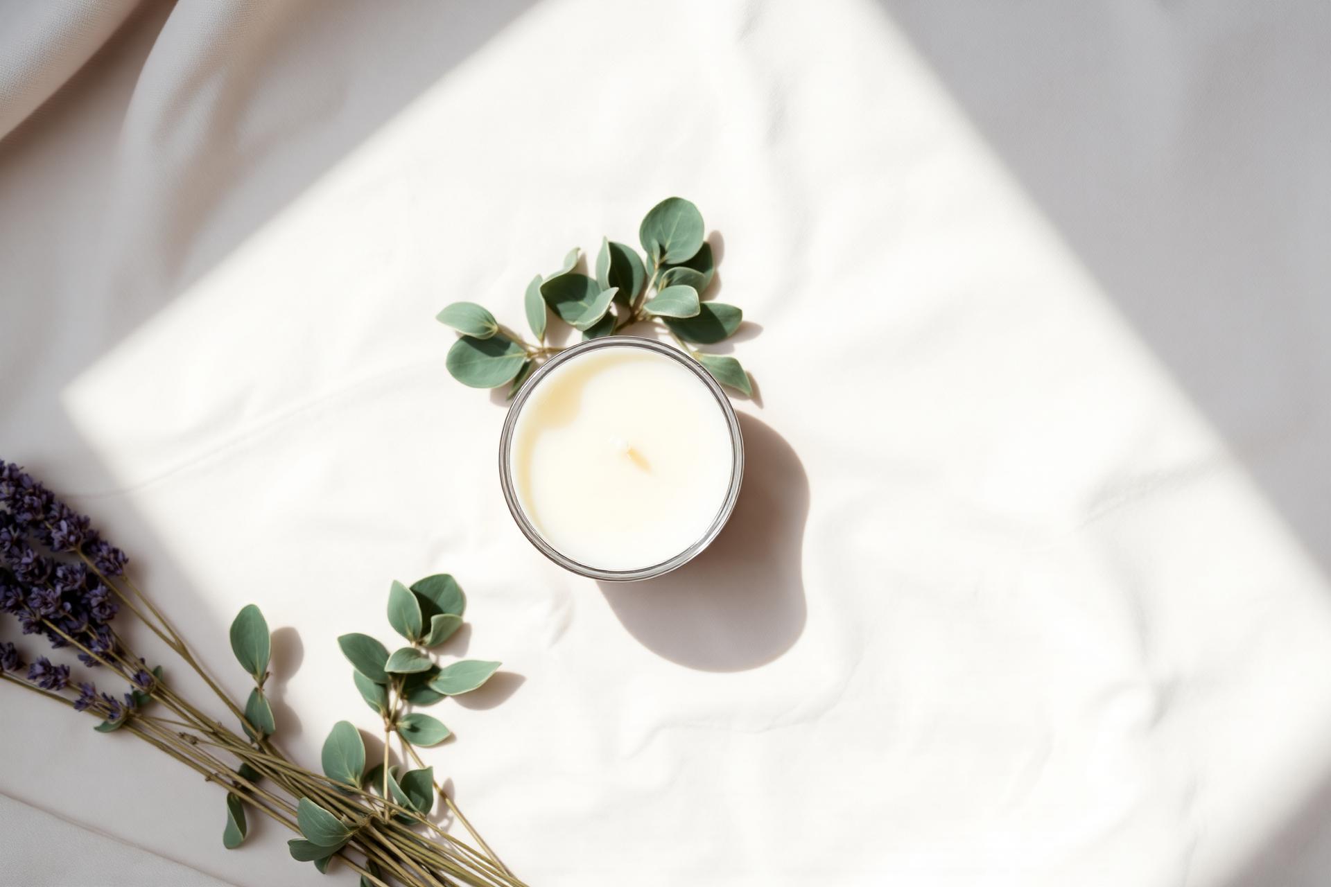Cream candle with sage and lavender